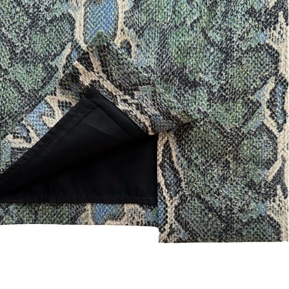 LOFT Pencil Skirt Blue Green Tan Snake Skin Print Knee Length Skirt Size 0 NEW - Picture 7 of 9
